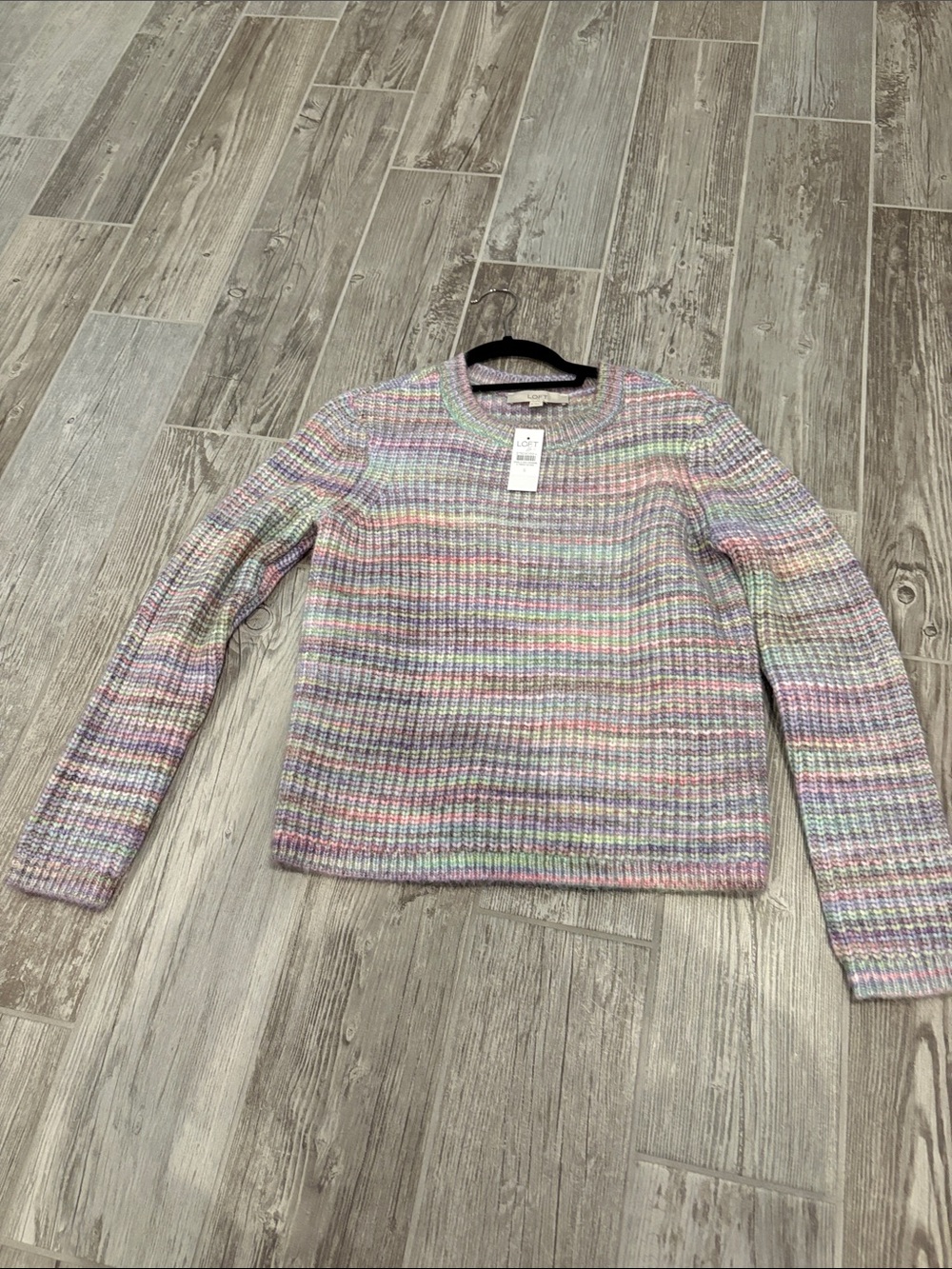 LOFT Pastel Multicolor Crewneck Sweater